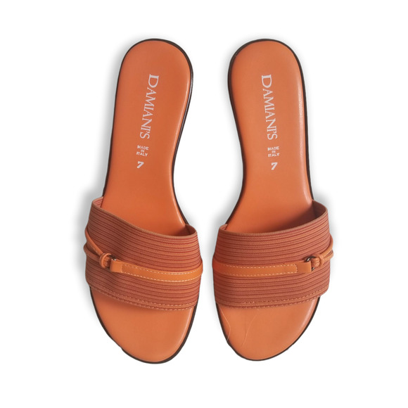Damiani's made Italy, Orange Wedge Slides Sandals - Size 7 - Picture 2 of 8